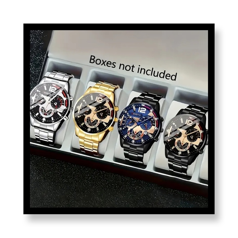 4pcs Shock-Resistant Fashion Men's Quartz Watch Combo -